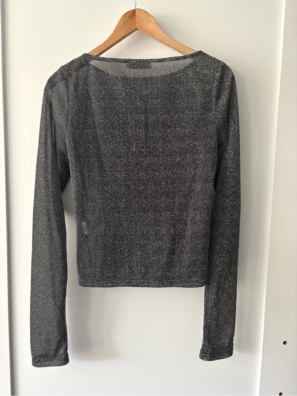 Princess Polly Silver Glitter Long Sleeve Bow Front Y2K Party Top us10 - Picture 5 of 5